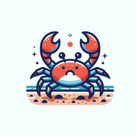 Crab. Seafood. Vector illustration in flat cartoon style.のイラスト素材