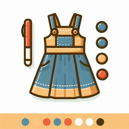 Denim skirt and pen doodle icon. Vector illustration.のイラスト素材
