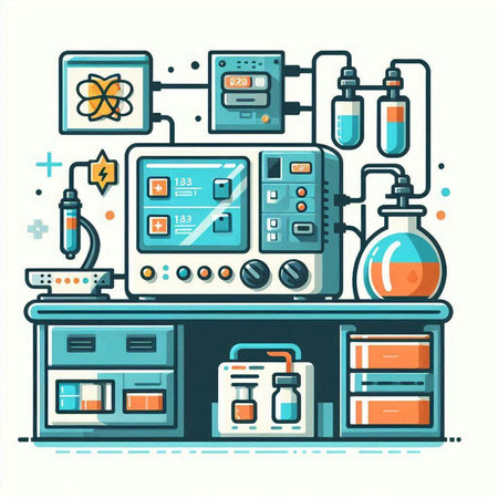 Science laboratory equipment. Science laboratory equipment. Vector illustration in flat styleのイラスト素材