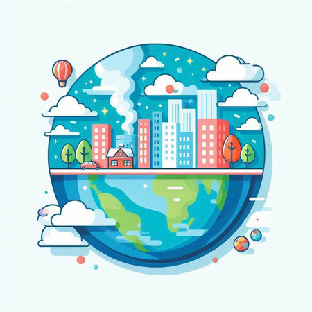 Flat design modern vector illustration concept of global warming and climate change.のイラスト素材