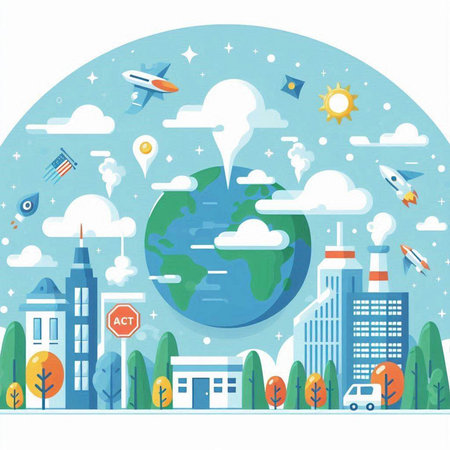 Vector illustration of Earth Day. Flat style design for web and print.のイラスト素材