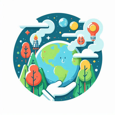 Earth Day concept. Vector illustration in flat cartoon style. World environment day designのイラスト素材