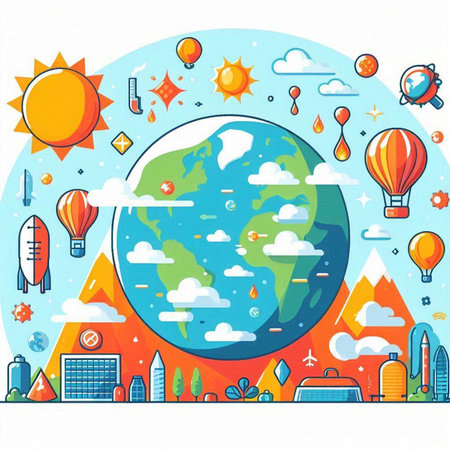 Vector illustration of planet earth in flat style. Global travel concept.のイラスト素材