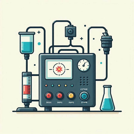 Illustration of laboratory equipment. Vector illustration in flat cartoon style.のイラスト素材