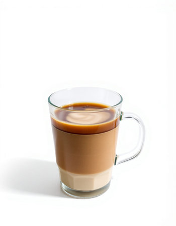 coffee in a glass cup on a white background, isolate.