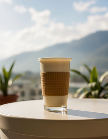 coffee latte in a glass on the table