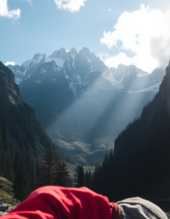 Hiker taking a photo of the mountains