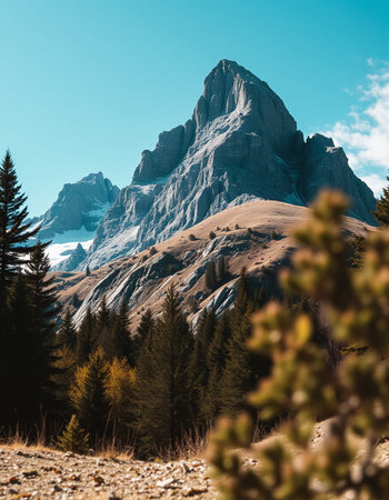 Beautiful alpine landscape in mountains.