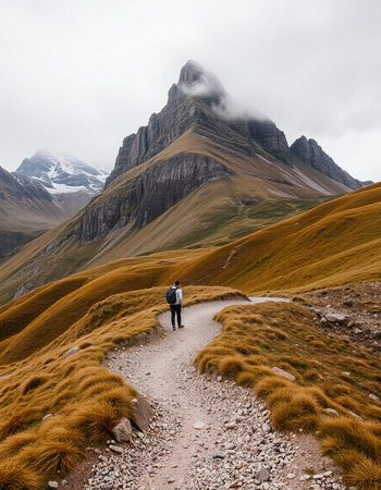 Hiking trail in the Alps