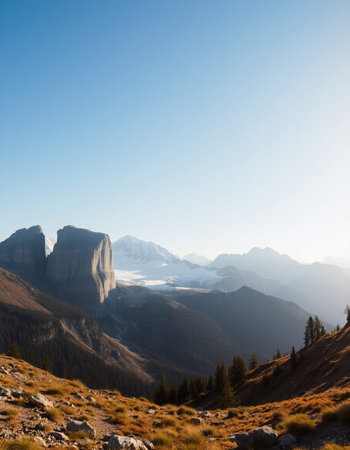 Panoramic view of the Dolomites mountains, Italy.