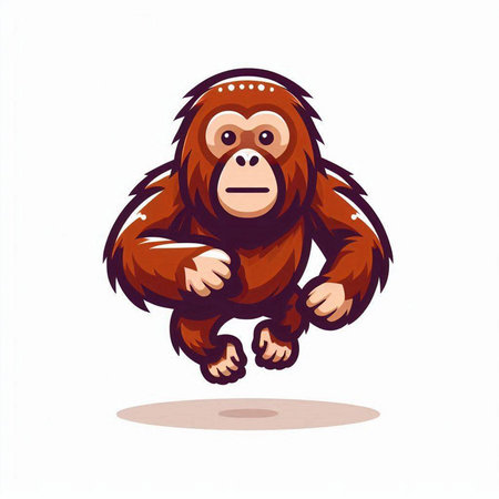 funny cartoon monkey on white background, vector illustration, clip artのイラスト素材