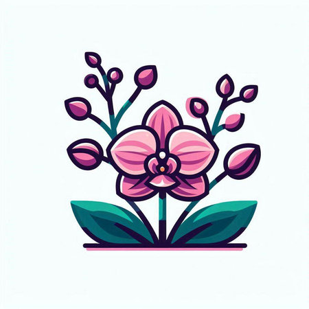 Orchid flower vector icon. Floral illustration isolated on white background.のイラスト素材