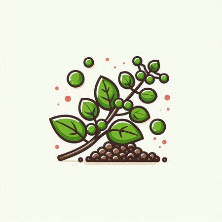 Coffee plant vector illustration. Hand drawn coffee plant icon.のイラスト素材