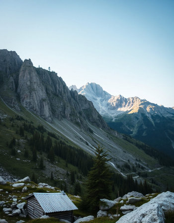 Landscape of Dolomites mountains in Italy, South Tyrol
