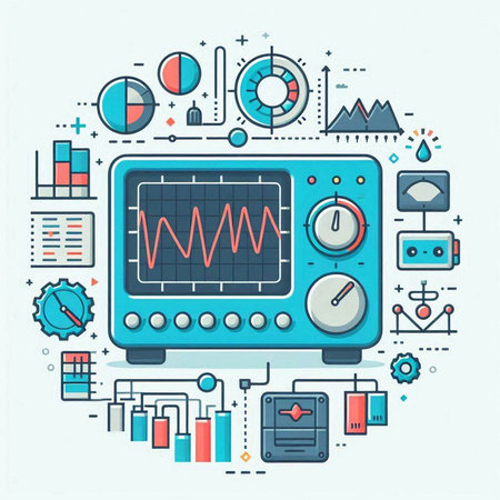 Modern thin line flat design vector illustration concept of electrocardiogram, electrocardiogram, electrocardiogram, electrocardiogram, electrocardiogram, electrocardiogram.のイラスト素材