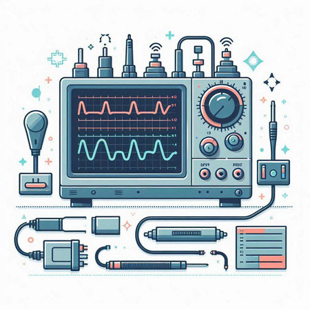 Electrocardiogram equipment. Vector illustration in flat linear style.のイラスト素材
