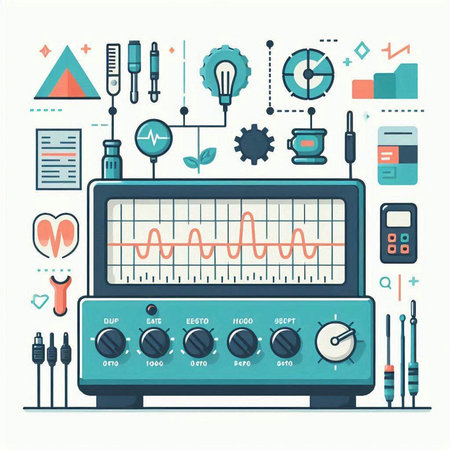 Electrocardiogram equipment. Vector illustration in flat style.のイラスト素材