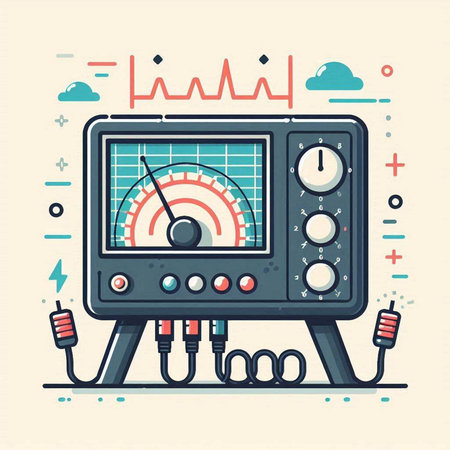 Vector illustration of multimeter. Multimeter in flat line style.のイラスト素材
