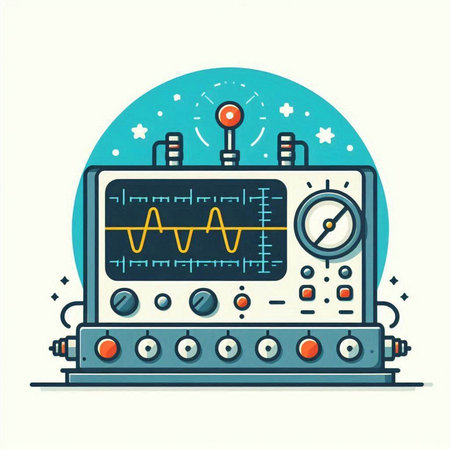 Vector illustration of electrocardiogram in flat line art style.のイラスト素材