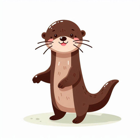 Cute cartoon otter. Vector illustration isolated on white background.のイラスト素材