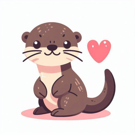 Cute otter with heart. Vector illustration in cartoon style.のイラスト素材
