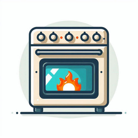 Kitchen stove icon. Flat illustration of kitchen stove vector icon for web designのイラスト素材