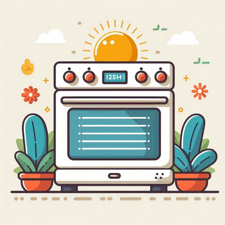 Illustration of Oven in flat design style. Kitchen appliances.のイラスト素材