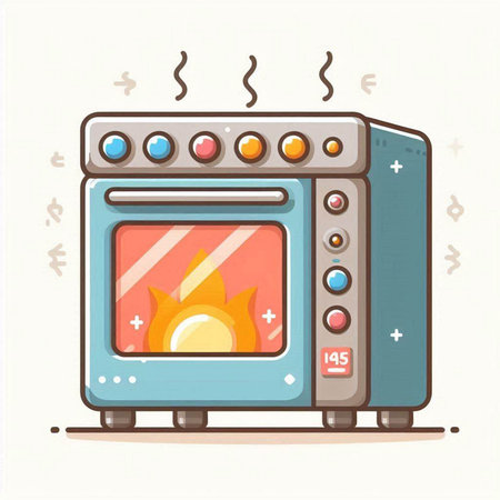 Illustration of a stove with a burning fire on a white backgroundのイラスト素材