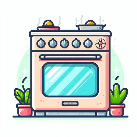 Illustration of a modern electric stove on a white background - vectorのイラスト素材