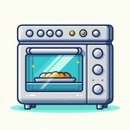 Illustration of a modern oven in cartoon style on a white backgroundのイラスト素材