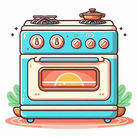 Illustration of a modern electric stove. Vector illustration in cartoon style.のイラスト素材