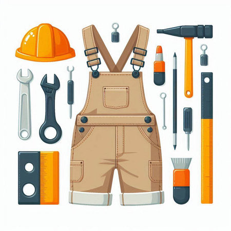 Set of construction tools. Vector illustration isolated on a white background.のイラスト素材