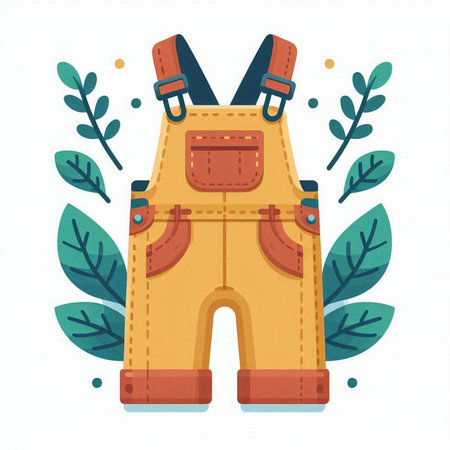 Vector illustration of a pair of overalls in the flat style.のイラスト素材
