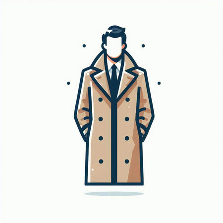 Vector illustration of a man in a coat. Flat cartoon style.のイラスト素材