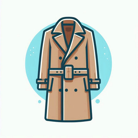 Vector illustration of a coat in trendy linear style on a white background.のイラスト素材