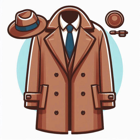 Vector illustration of a man's coat with a hat and a tieのイラスト素材