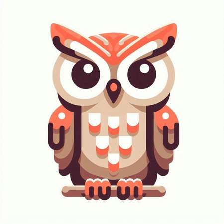 Owl isolated on white background. Vector illustration in cartoon style.のイラスト素材