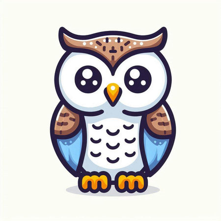 Cute cartoon owl. Vector illustration isolated on a white background.のイラスト素材