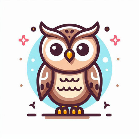 Cute owl. Vector illustration in cartoon style. Isolated on white background.のイラスト素材