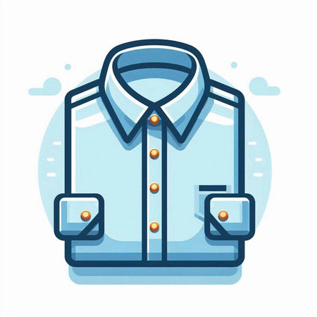 Blue shirt with pockets. Vector illustration isolated on a white background.のイラスト素材