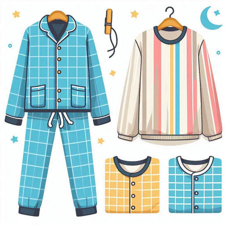 Set of pajamas for children. Vector illustration in cartoon styleのイラスト素材
