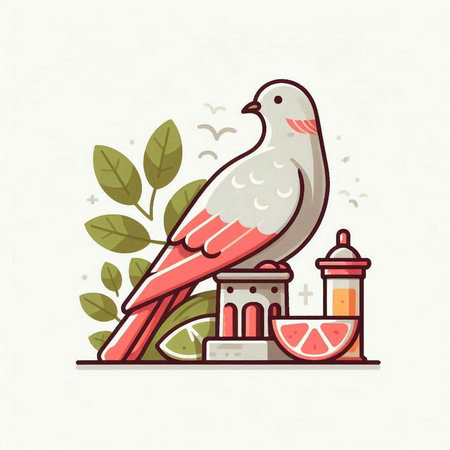 Pigeon, symbol of peace and love. Vector illustration.のイラスト素材