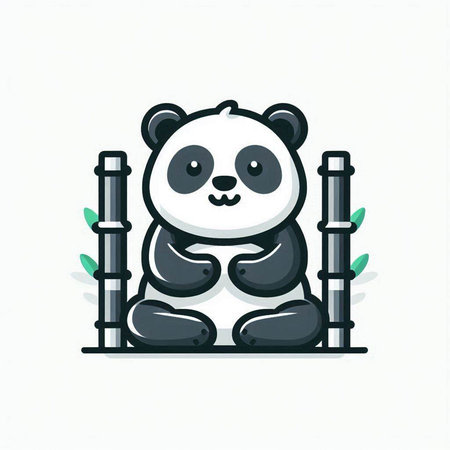 Cute panda in business suit and tie. Vector illustration.のイラスト素材