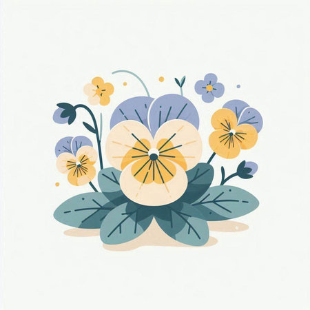 Hand drawn watercolor floral background with pansy flowers. Vector illustration.のイラスト素材