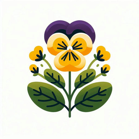 Flower icon with leaves and flowers. Vector illustration in flat style.のイラスト素材