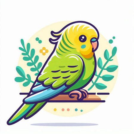 Cute green parrot. Pet parrot. Vector illustration.のイラスト素材