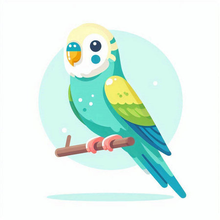 Cute parrot on white background. Vector illustration in flat style.のイラスト素材