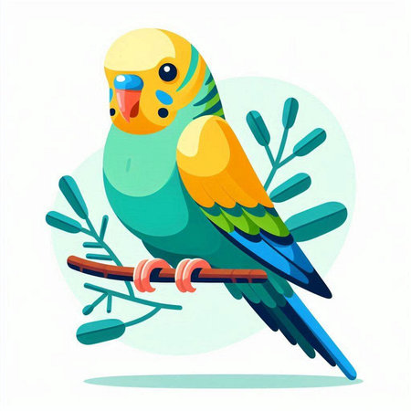 Cute parrot on a branch. Vector illustration in cartoon style.のイラスト素材