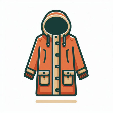Winter jacket icon. Vector illustration in flat style isolated on white background.のイラスト素材
