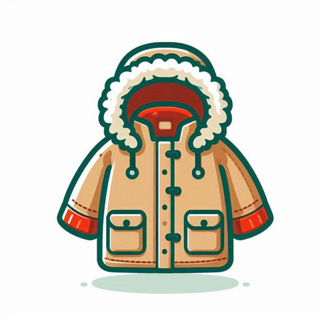 Vector illustration of winter jacket isolated on white background. Cartoon style.のイラスト素材